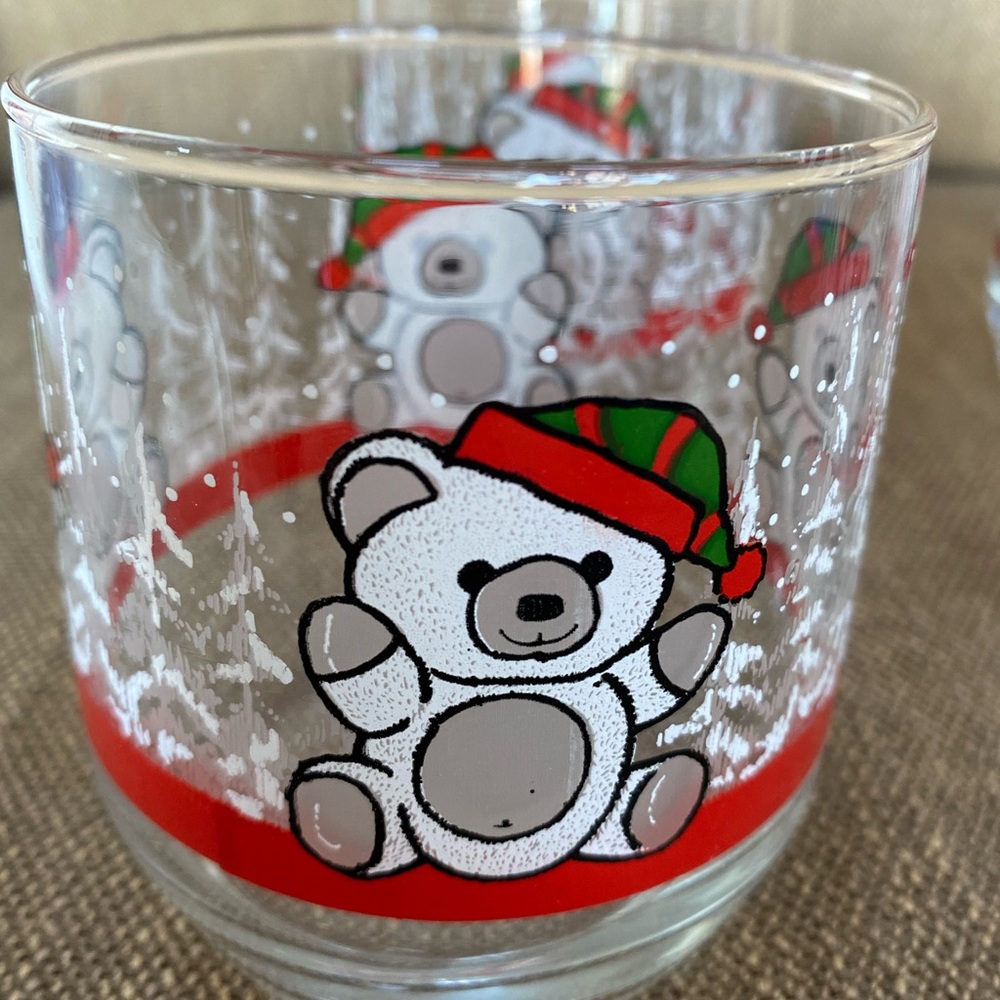 4 Vintage Christmas Teddy Bear glasses - Picture 2 of 3